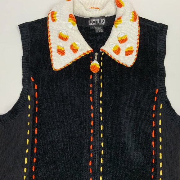 Vintage The Collective Works of Berek 2 Black Halloween Beaded Vest Sz M - Picture 4 of 16